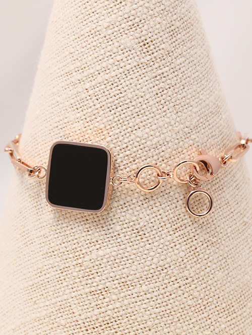 14K 18K 심플 사각 오닉스 팔찌