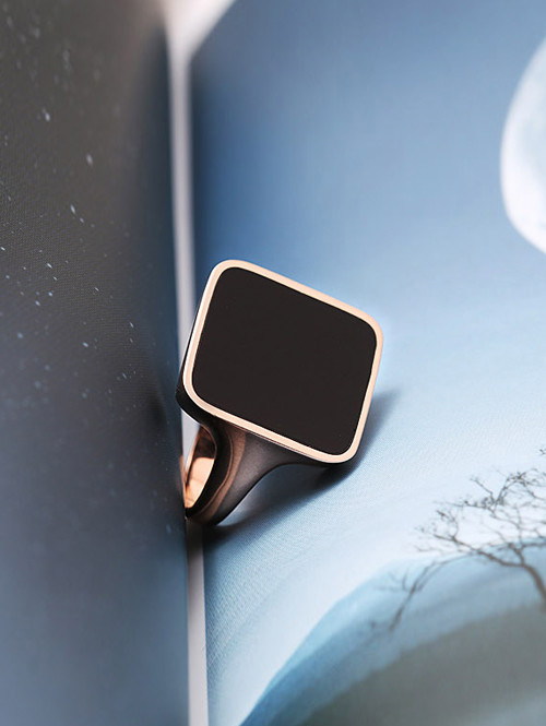 14K 18K 심플 사각 오닉스 반지