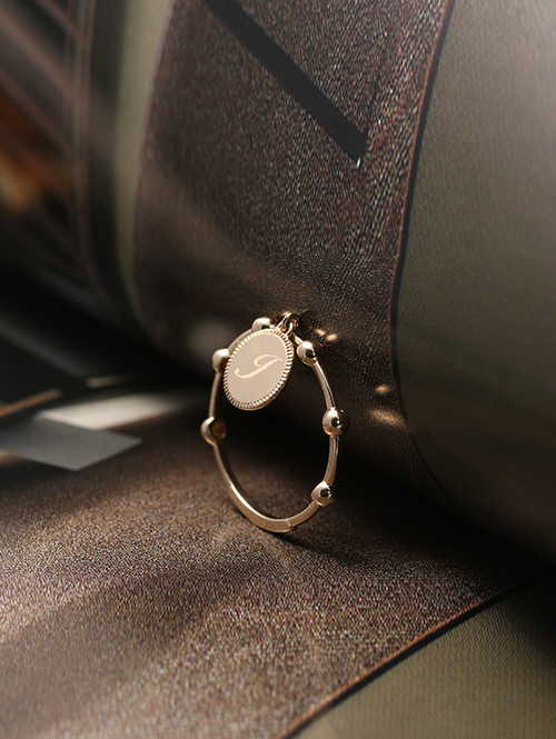 14K 18K 이니셜 코인 볼 반지