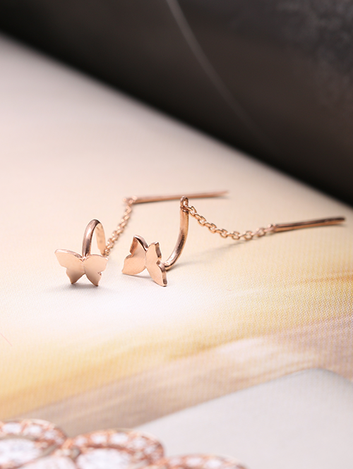 14K 18K  나비 드롭 귀걸이