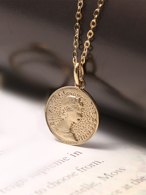 14K 18K 엘리자베스 앤틱 코인목걸이