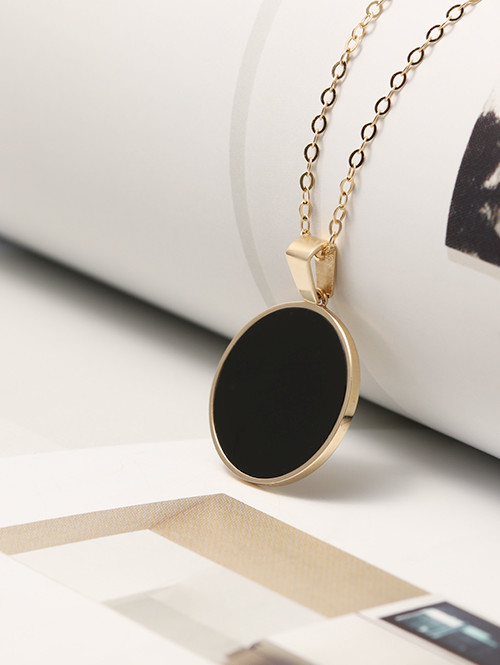 14K 18K 심플 써클 오닉스 팬던트 [체인별도선택]