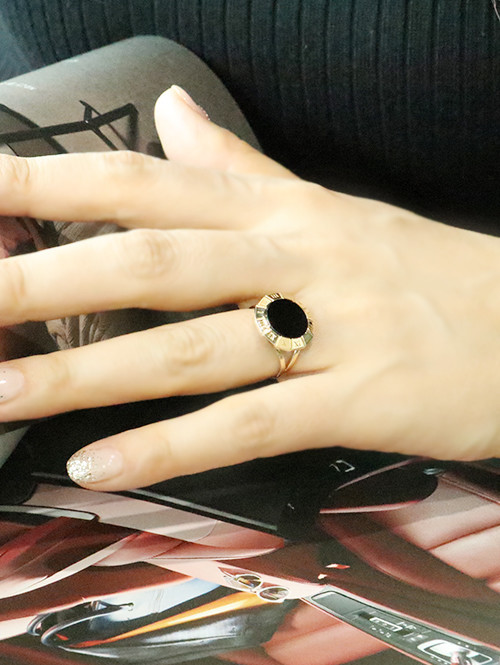 14K 18K 로마 각써클 오닉스 반지