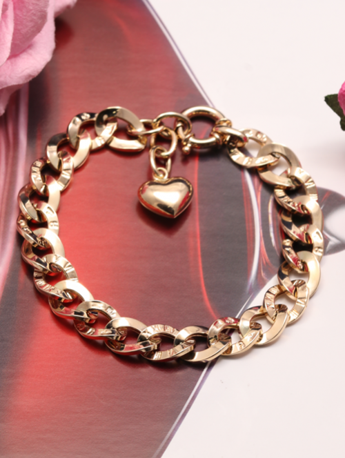 14K 18K 로마 할로우 통통 하트 팔찌