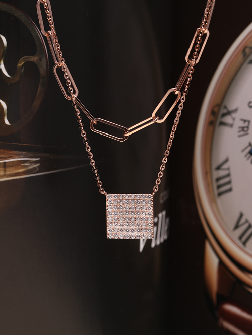 14K 18K 르제 스퀘어 두줄 목걸이