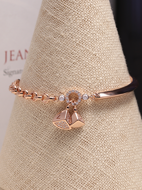 14K 18K 엘루이 큐브 참 팔찌