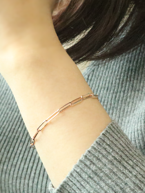 14K 18K 모던 클립 체인 팔찌 (중,대사이즈)