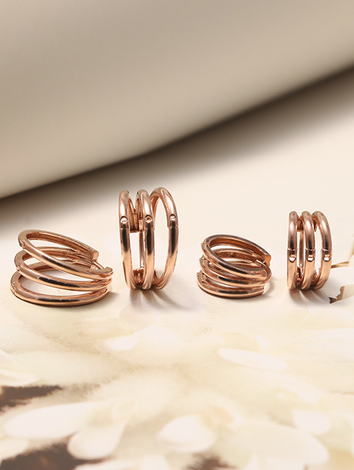 14K 18K 유니버스 세줄 링 귀걸이 (소,중사이즈)