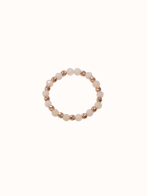 14K 핑크오팔 금볼 비즈반지