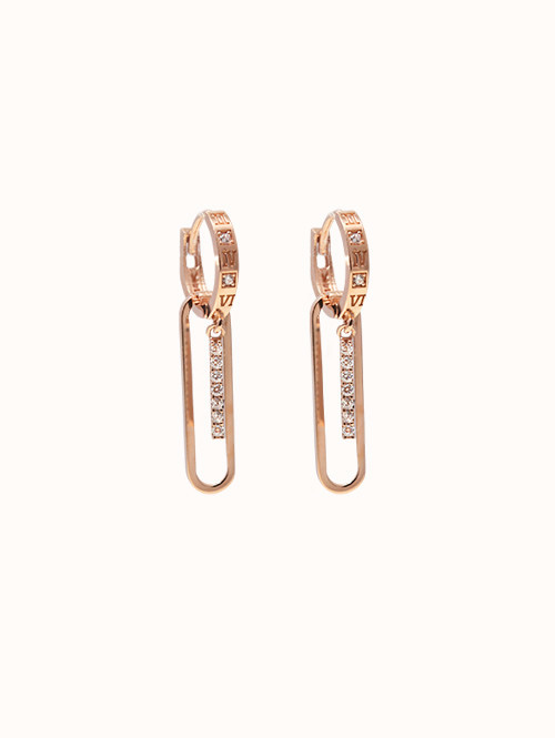 14K 18K 메리엘 로마숫자 스틱 귀걸이