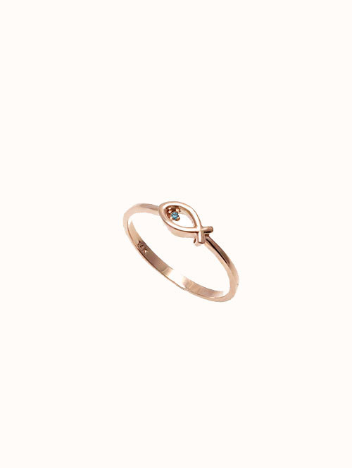 14K 18K 블루 피쉬 애끼링