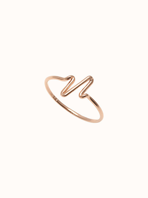 14K 18K 하트비트 스키니 반지