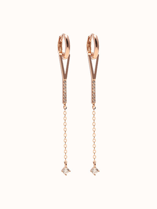 14K 18K 라펠 Y 드롭 귀걸이