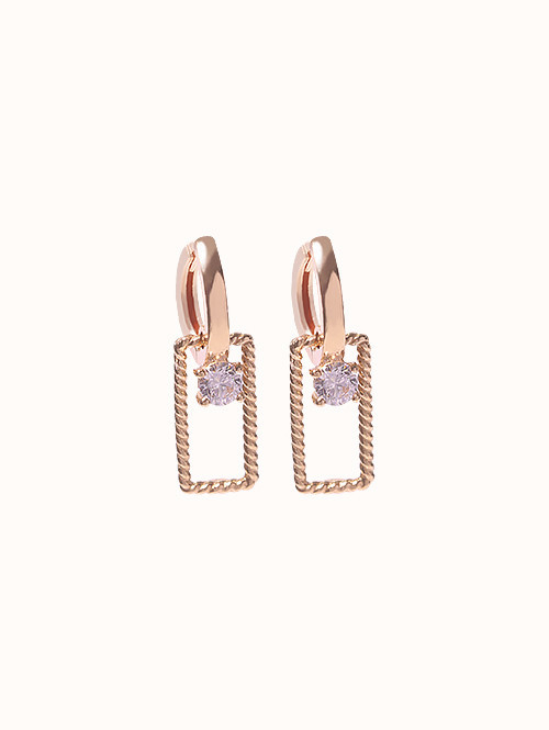 14K 18K 엘루나 꼬임 스퀘어 귀걸이