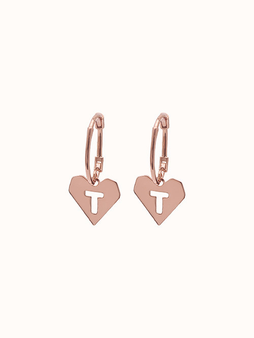 14K 18K 펠드 T 하트 귀걸이