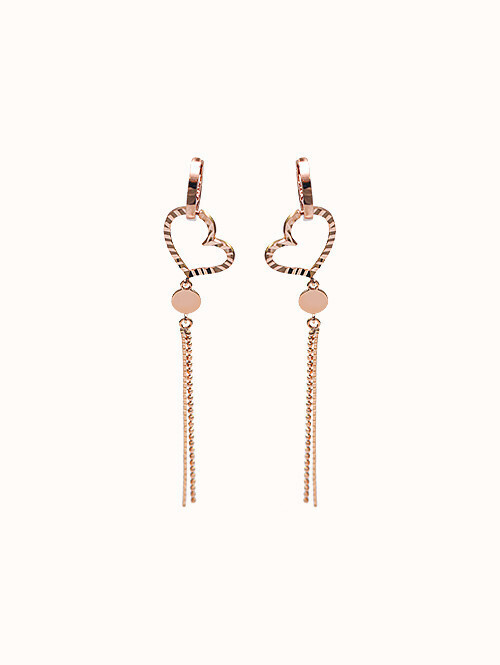 14K 18K 플링 하트 드롭 귀걸이