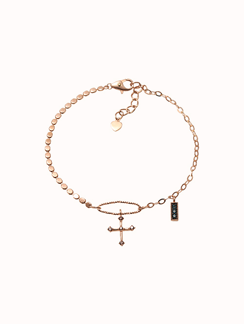 14K 18K 헤바 십자가 팔찌