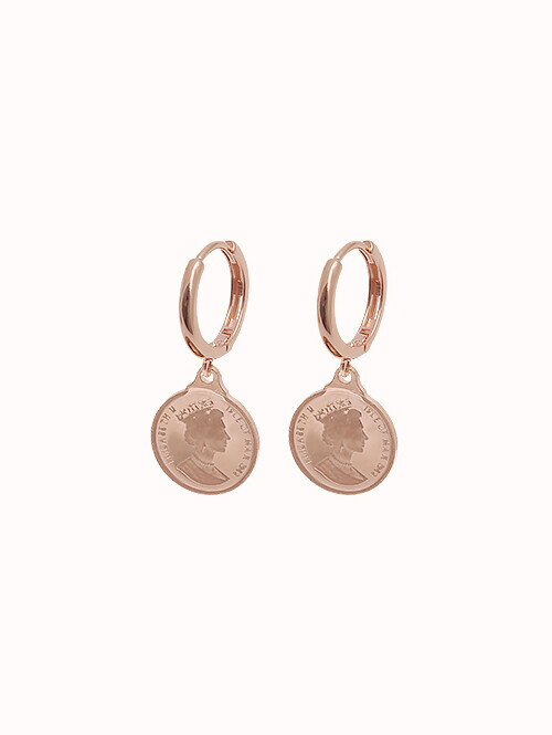 14K 18K 퀸 베스 코인 귀걸이