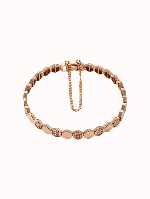 14K 18K 로베르 육각 큐빅 팔찌