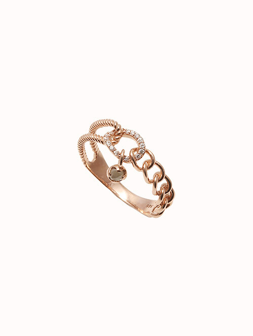 14K 18K 플라베 러프 다이아 체인 반지