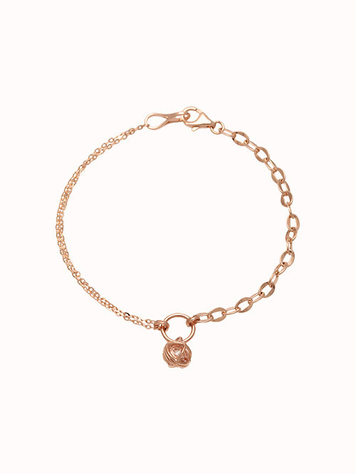 14K 18K 큐빅 오브 언발 체인 팔찌