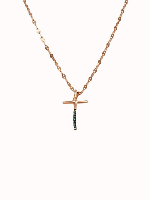 14K 18K 제인 청다이아 십자가 목걸이