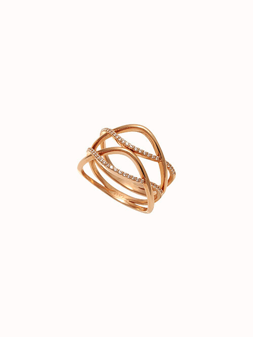 14K 18K 엘라 화이트 웨이브 반지