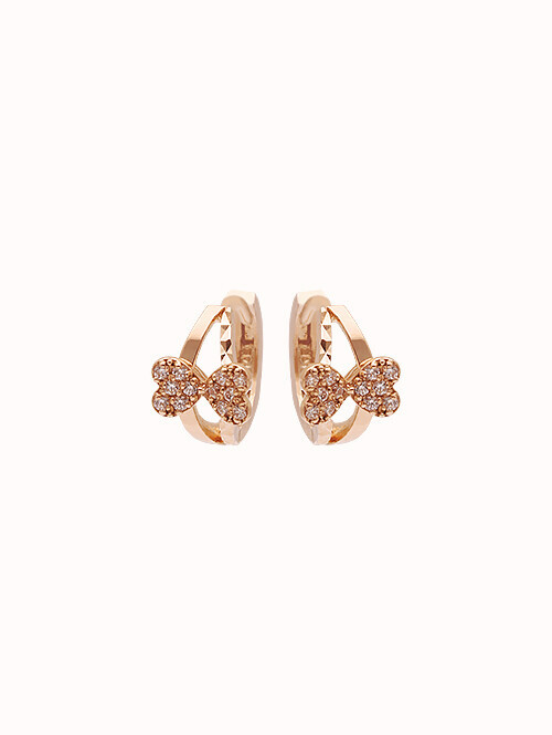 14K 18K 루스트리 하트 리본 귀걸이