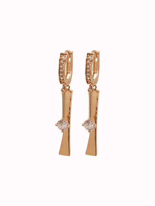 14K 18K 오데뜨 큐빅 스틱 귀걸이