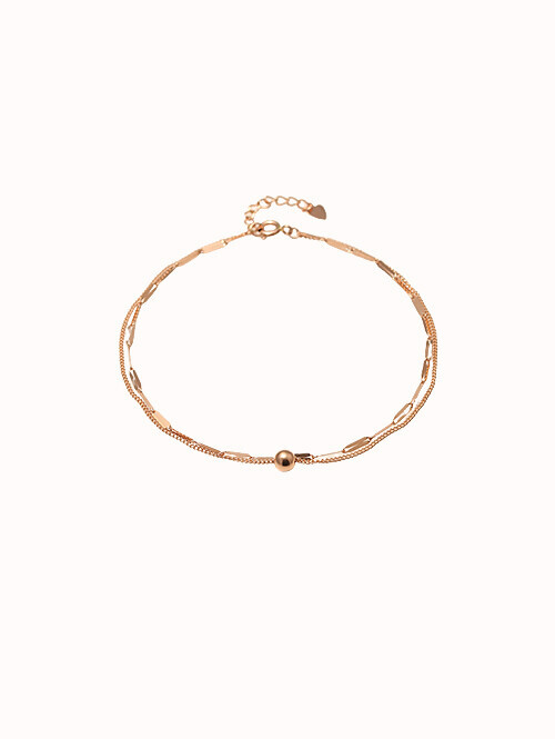 14K 18K 체드 납작 두줄 볼 발찌