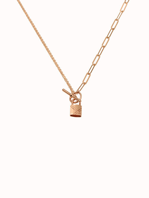 14K 18K 자물쇠 언발 사슬 목걸이