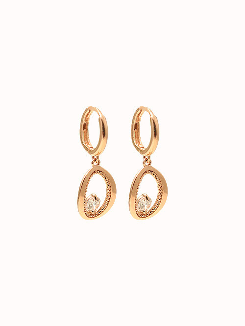 14K 18K 플라르 써클 큐빅 귀걸이