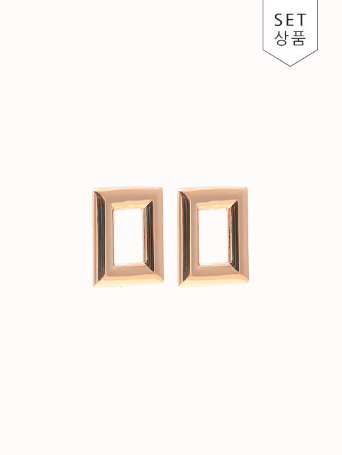 14K 18K 브릭 스퀘어 귀걸이