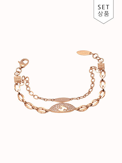 14K 18K 링크스 H 두줄 팔찌