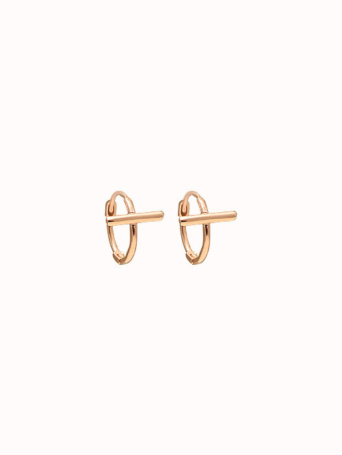 14K 가로스틱 링 귀걸이