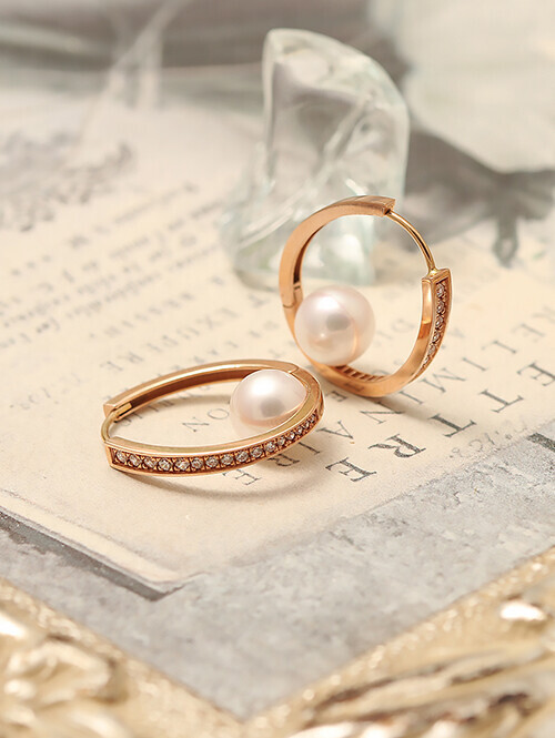 14K 18K 리제라 담수진주 링 귀걸이