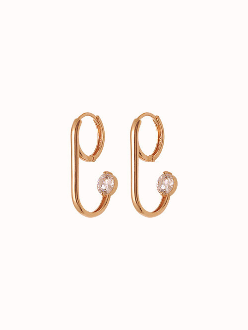 14K 18K 레이미 U 라운드 큐빅 귀걸이