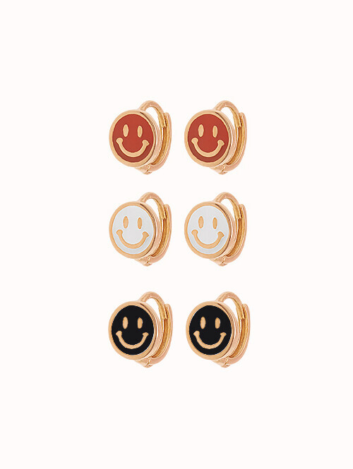 14K 18K 스마일 에폭시 귀걸이