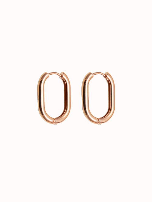 14K 18K 심플 오벌 링귀걸이