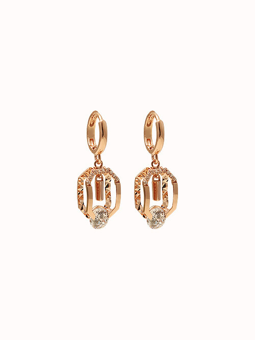 14K 18K 벨로아 팔각 라운드 귀걸이