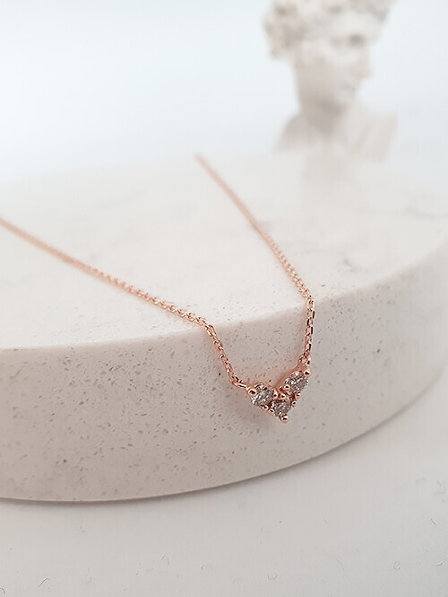 14K 18K 로렌 하트 꼬냑 다이아 목걸이