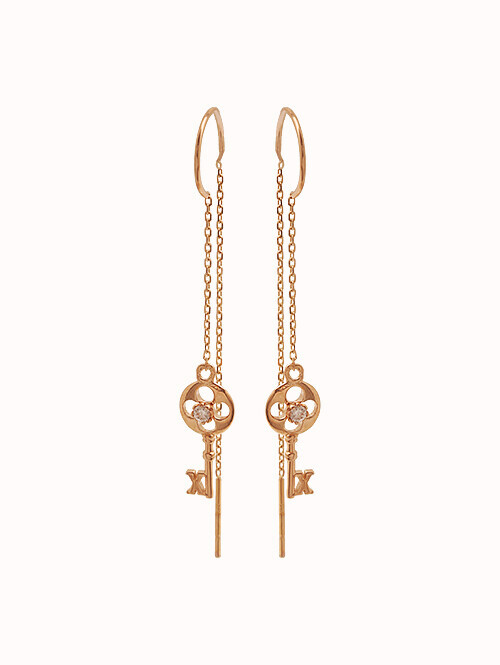 14K 18K 터너 키 드롭 귀걸이