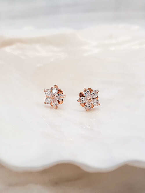 14K 써클 인 플라워 귀걸이