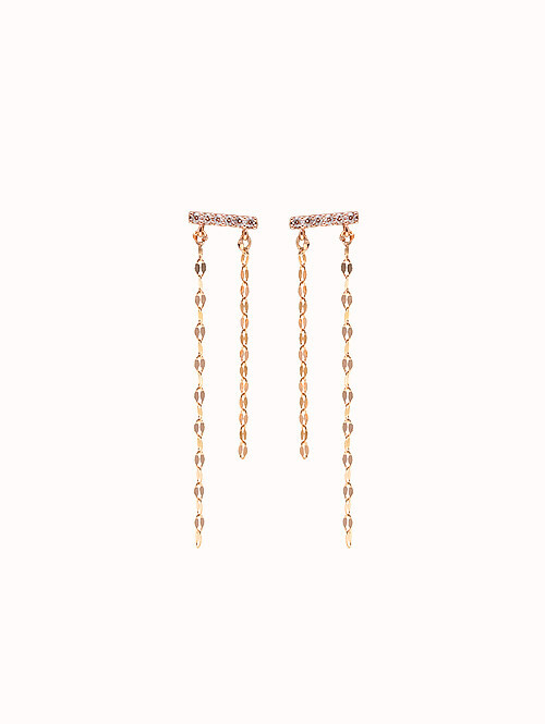 14K 슬림큐빅 체인 귀걸이