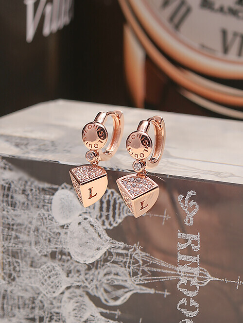 14K 18K 엘루이 큐브 귀걸이