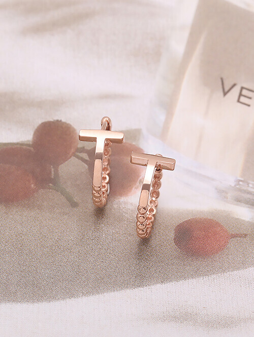 14K 18K 밀러드 엠보 T 귀걸이 (소,중사이즈)