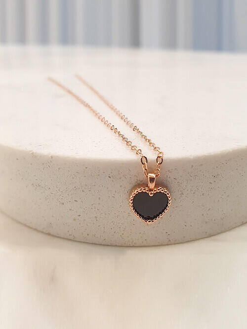 14K 18K 오닉스 하트 목걸이