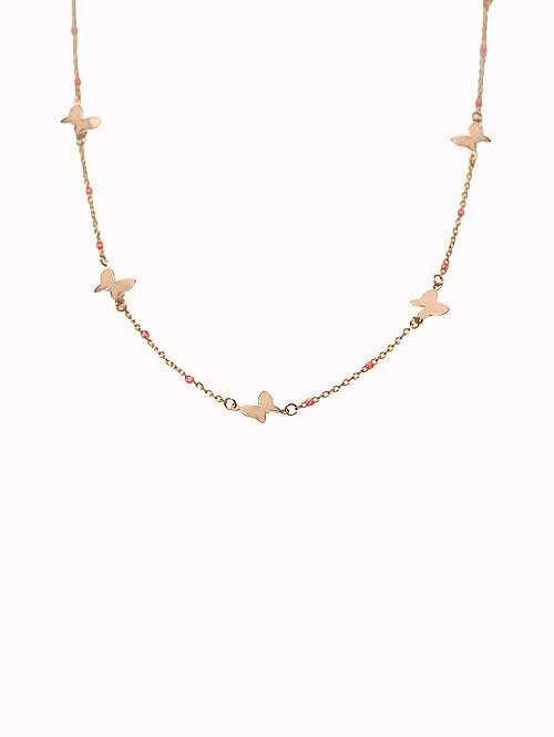 14K 나비 핑크 에폭시 목걸이