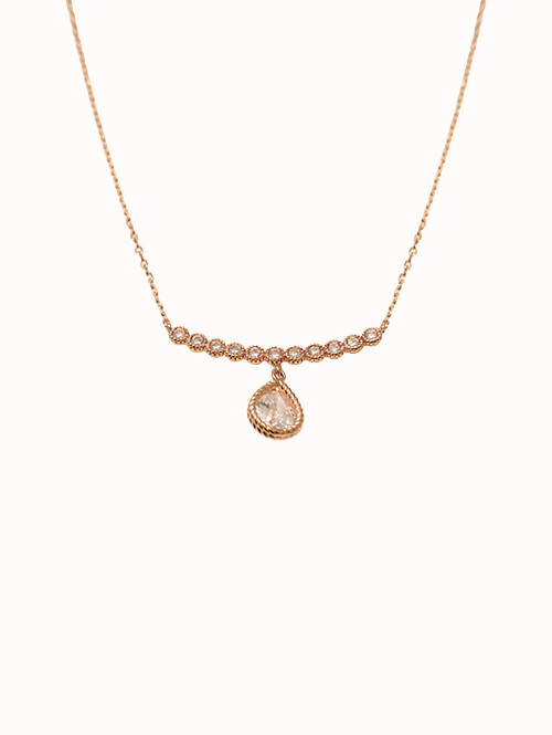 14K 18K 라이벨 물방울 큐빅 목걸이