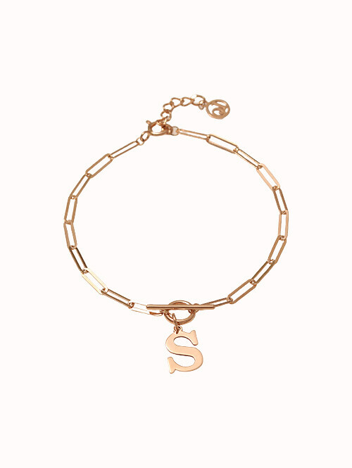 14K 18K 이니셜 클립 체인 팔찌